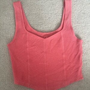 Aerie Coral Ribbed Tank Top